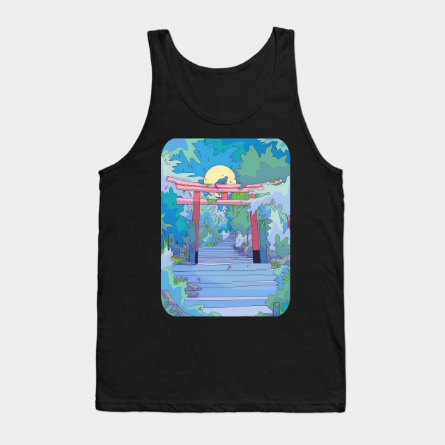 The cat and the Torii gate Tank Top by Swadeillustrations